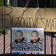 A sign displays an image of Ezell Ford as members of the Black Lives Matter alliance stage a protest outside the home of Los Angeles Mayor Eric Garcetti on June 7, 2015, as they demand that he fire Los Angeles Police Chief Charlie Beck in the wake of the fatal police shooting of Ford in August 2014.
MARK RALSTON/AFP/Getty Images